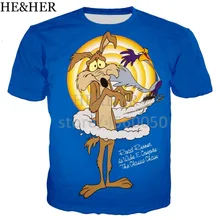 Футболки с 3D принтом roadrunner& wile e coyot, забавные модные летние футболки, крутая футболка для мужчин и женщин, унисекс, повседневный Топ