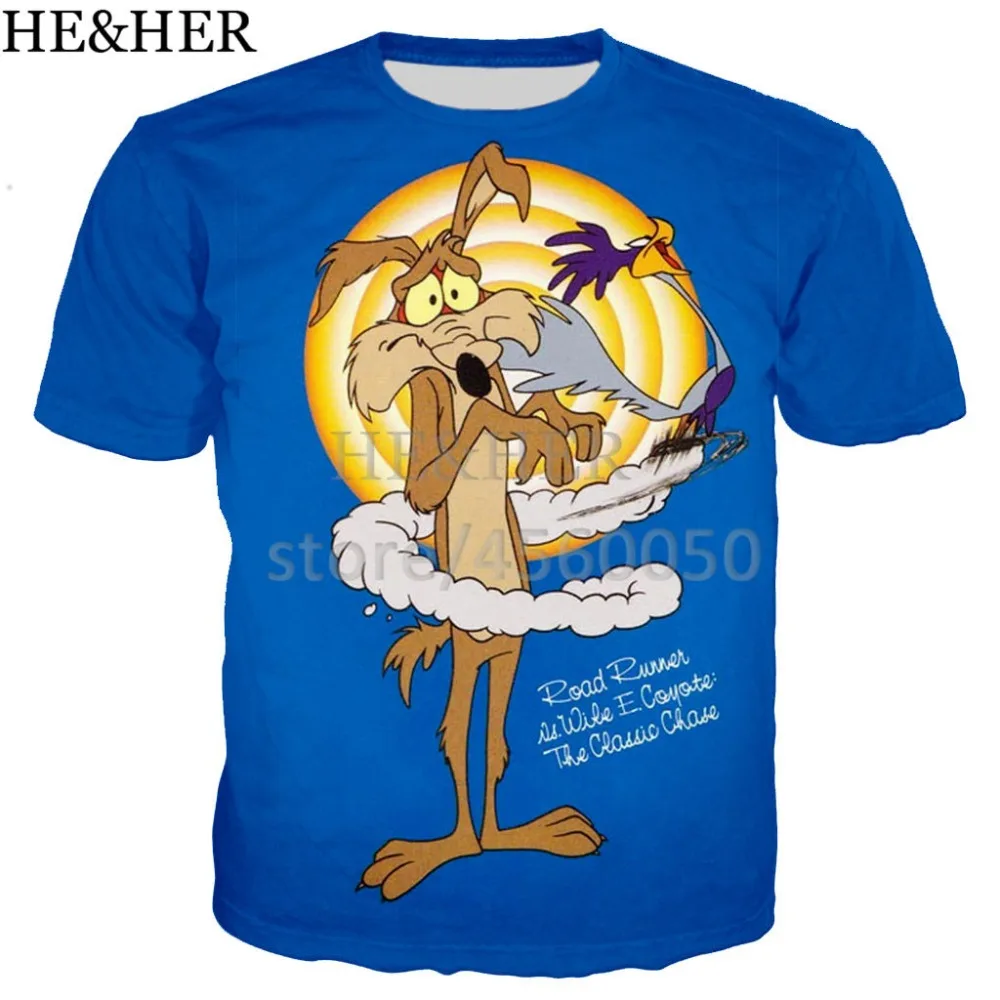 

Cartoon roadrunner & wile e coyot 3D printed tee shirts funny fashion summer shirts cool shirt for men women unisex casual top
