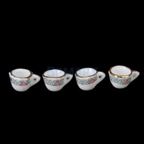 MagiDeal 8pcs Dollhouse Miniature Tableware Porcelain Tea Set Dish Cup Plate
