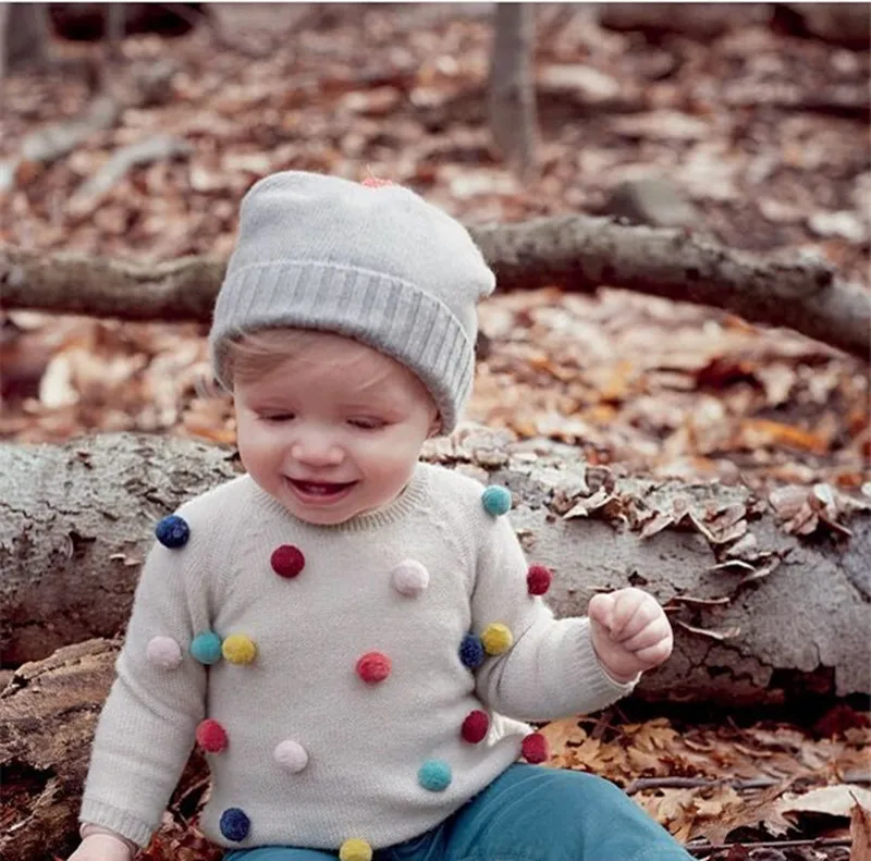 2018 NEW autumn kids sweater colored balls baby knitted cardigans