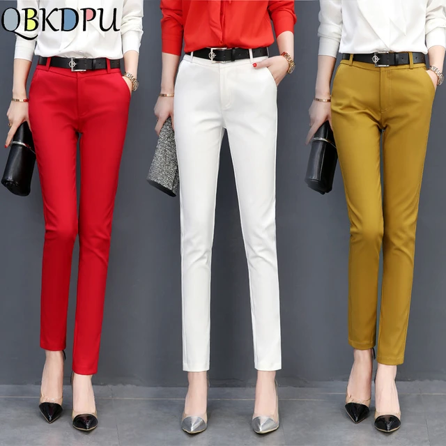 Miss Pants Suit Formalhigh Waist Slim Fit Pencil Pants For Women - Stretch  Cotton Ankle Length