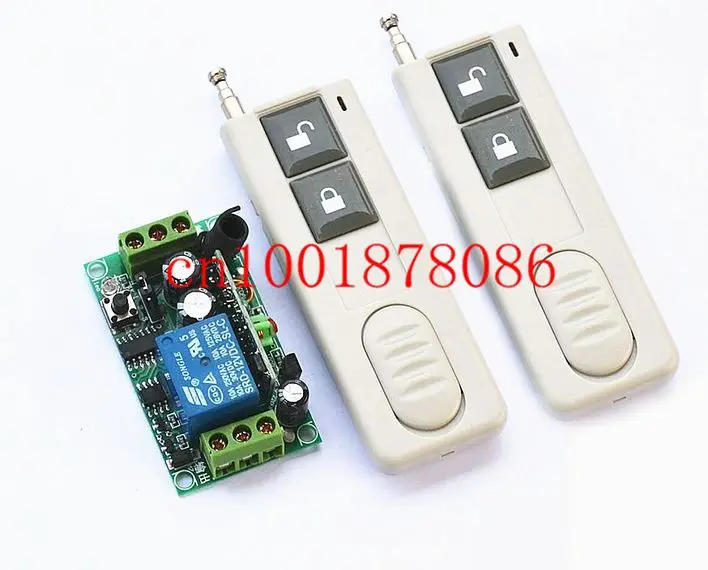 

DC12V/DC24V 1CH Learning Code RF Wireless Remote Control Switch Systems 1 Receiver 2 controllers