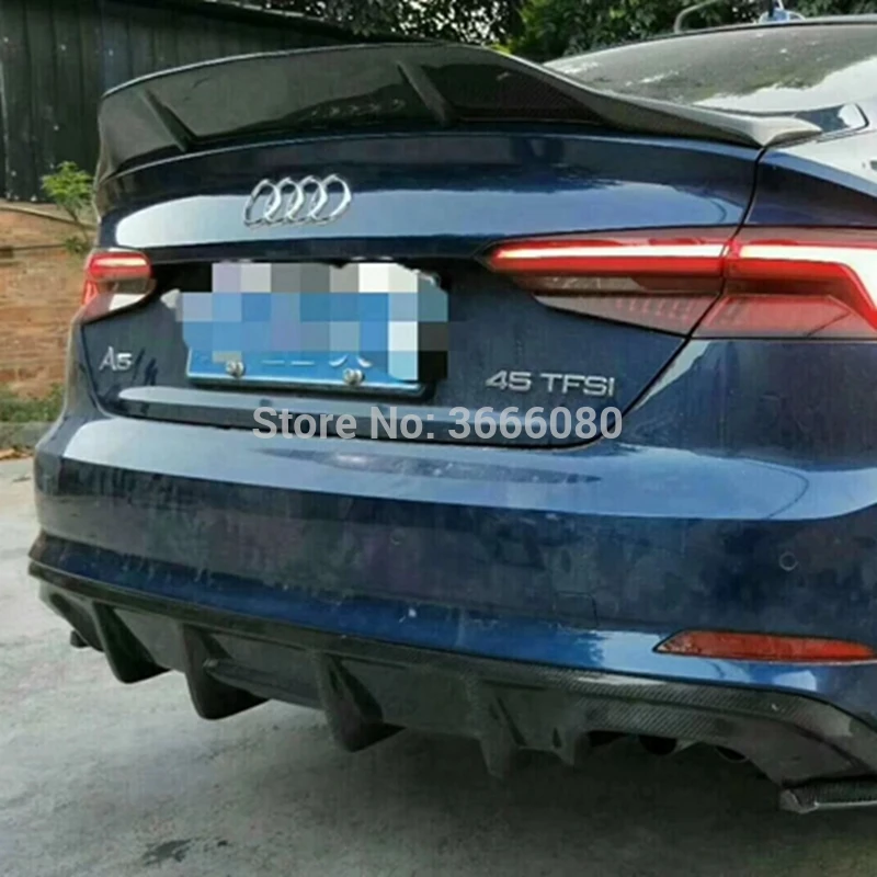 Shchcg для Audi A5 S5 Седан 4 двери углеродного волокна задний Багажник крыло спойлер задний угол бампера протектор защитные крышки