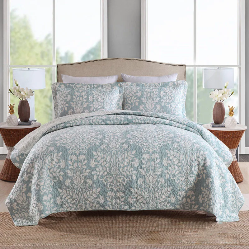 Chausub Quality Bedspread Quilt Set 3pcs Printed Cotton Coverlet