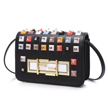 Reiwalker 2016 Summer Autumn Fashion Mini Messenger Bag Chain Women’s Handbag Small Rivet Crossbody Shoulder Bag