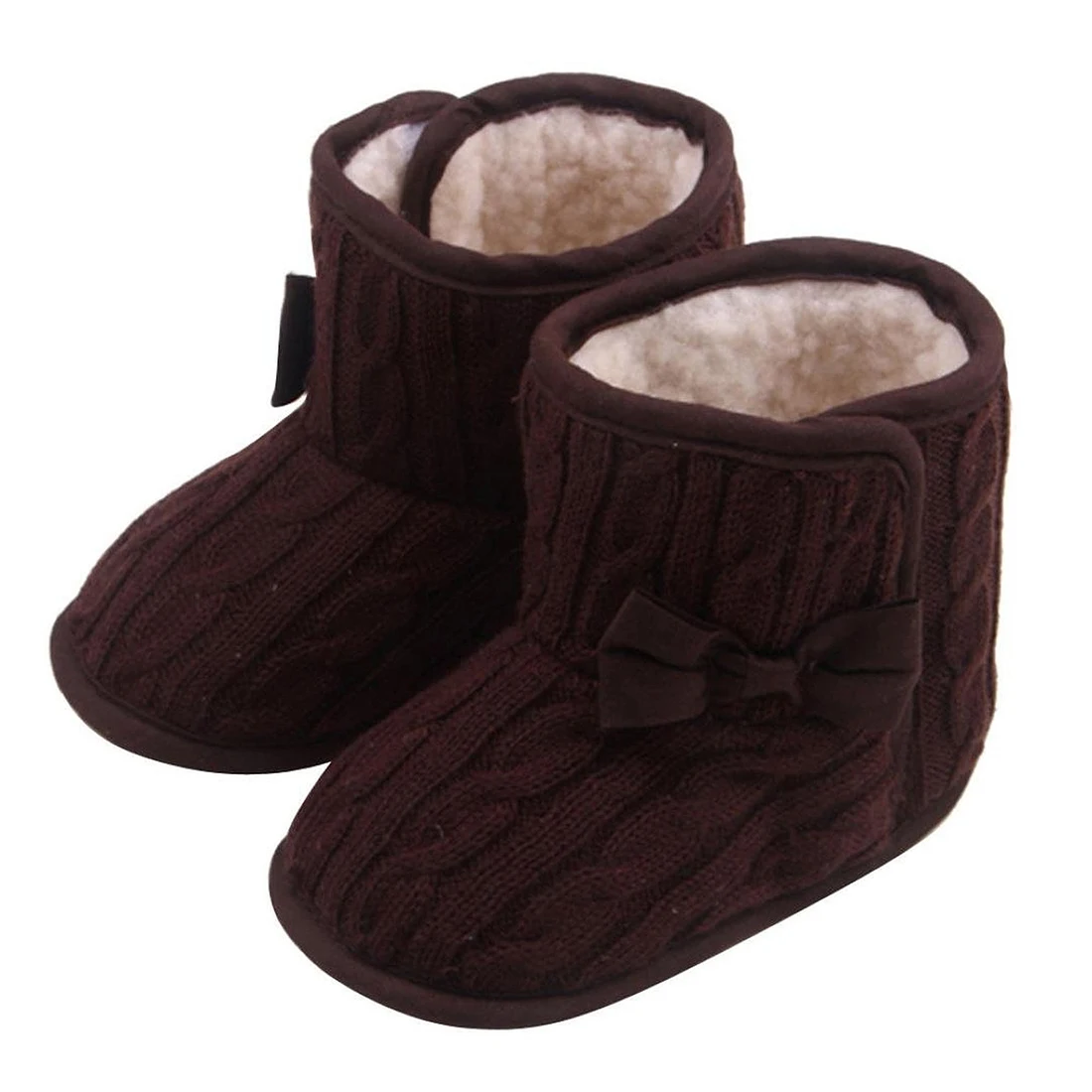 Baby shoesBaby Bowknot Soft Sole Shoes Winter Warm Shoes Boots (Coffee)in Boots from Mother