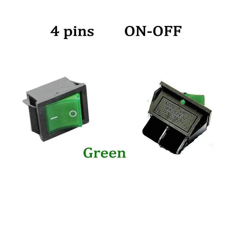 

16A 250V 4 Pins Boat Rocker Switch with LED Light KCD4 Power Indicate Rocker Switch