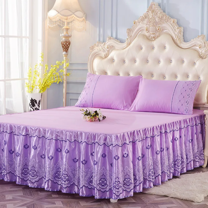 Princess Solid Bed Skirt Lace Double Design skirts for the bed fashion