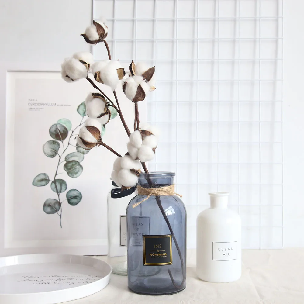 

artificial plants Cotton fake Flowers Stems Farmhouse Style Naturally Pompom Artificial Flower Filler Floral oct 5