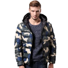 Men’s Winter Hooded Down Jacket Parkas Camouflage Men Zipper Thick Warm Wadded Hoodie Coat Man Casual Youth Clothing Outwear