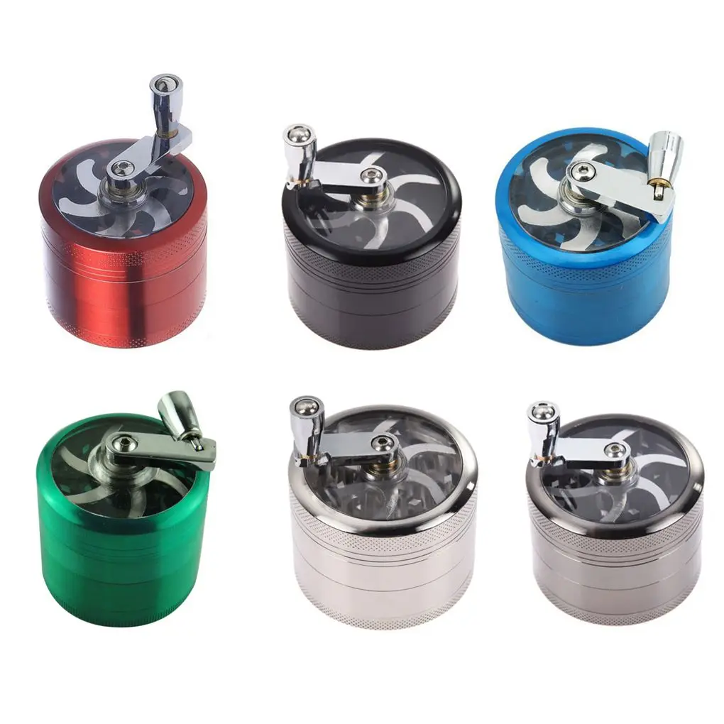

Mini 4-Layer Hand-operated Metal Tobacco Smoke Grinder Zinc Alloy Herb Smoke Crusher Handle Design