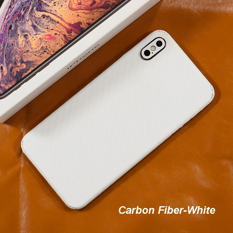 3D Carbon Fiber  Leather Wood Skins Protective Phone Back Cover Sticker For iPhone XS MAX XS X 8 Plus 7 6 6S Plus Back Sticker (7)