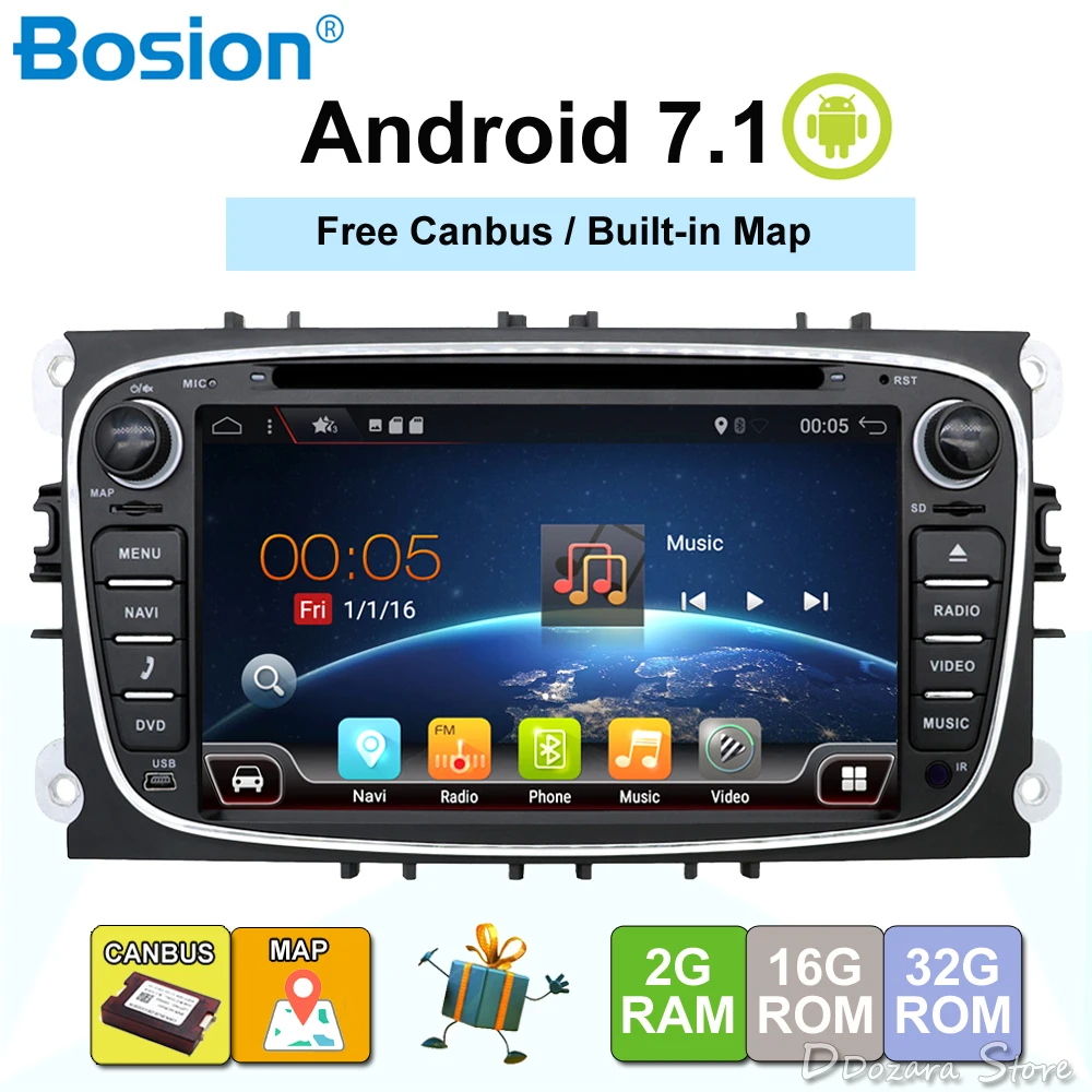

2 din Android 8.0 Quad Core Car DVD Player GPS Navi for Ford Focus Mondeo Galaxy with Audio Radio Stereo Head Unit Free Canbus