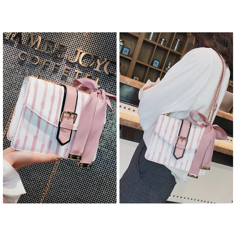 Luxury Striped Women Handbag Chain Bow Women Shoulder Messenger Bag Cute Pu Leather Mobile Phone Handbag Brand Evening Bag 2018 Luxury Striped Women Handbag Chain Bow Women Shoulder Messenger Bag Cute Pu Leather Mobile Phone Handbag Brand Evening Bag 2018