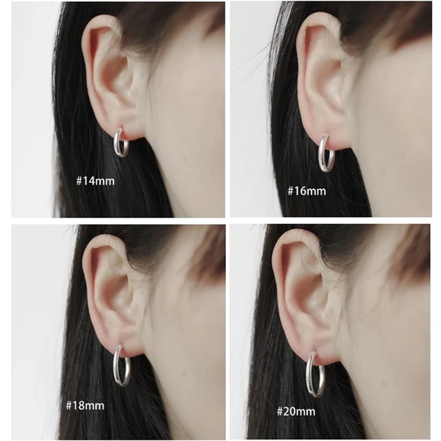 Online Round Hoop Earrings Genuine 925 Sterling Silver 14mm Image