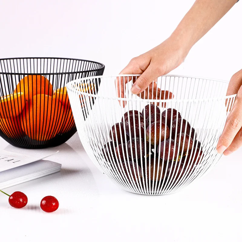 Nordic Creative Minimalist Fruit Basket Living Room Creative Fruit Drain Basket Home Iron Fruit Bowl Storage Basket