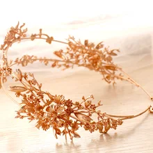 Роскошные свадебные диадемы с золотыми цветами ручной работы, свадебные аксессуары для волос, два ряда, свадебный головной убор, ободки для волос на выпускной