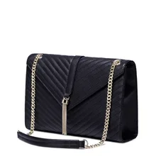 Women’s 2016 New Fashion Chain Tassel Cowhide Leather Ladies Handbag Shoulder Bag Cross Body Purse Envelope Evening Bag
