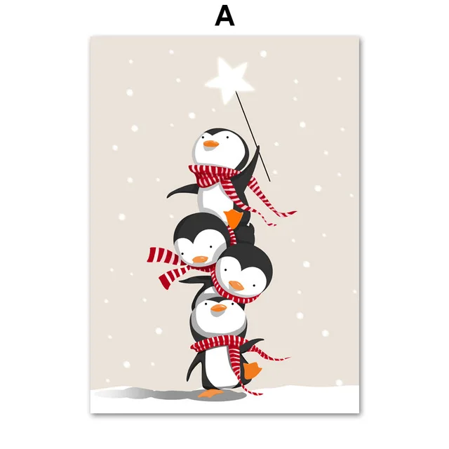 Penguin-Snowing-Christmas-Nordic-Posters-And-Prints-Wall-Art-Canvas-Painting-Nursery-Art-Print-Wall-Pictures.jpg_640x640