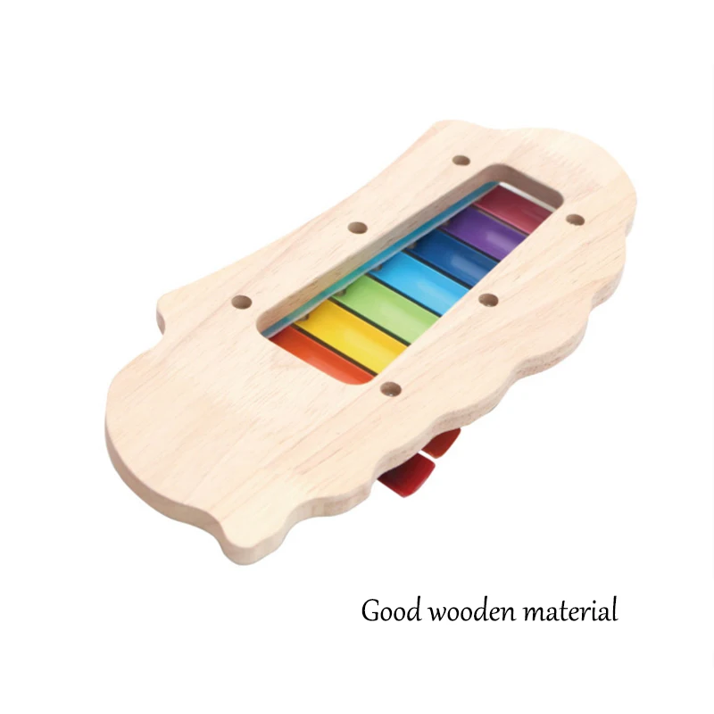 Metal Wooden Montessori Toys Piano Baby Knock on Rainbow Color Owl Cartoon Wood Early Educational Toy 6-24 Months Baby T0193