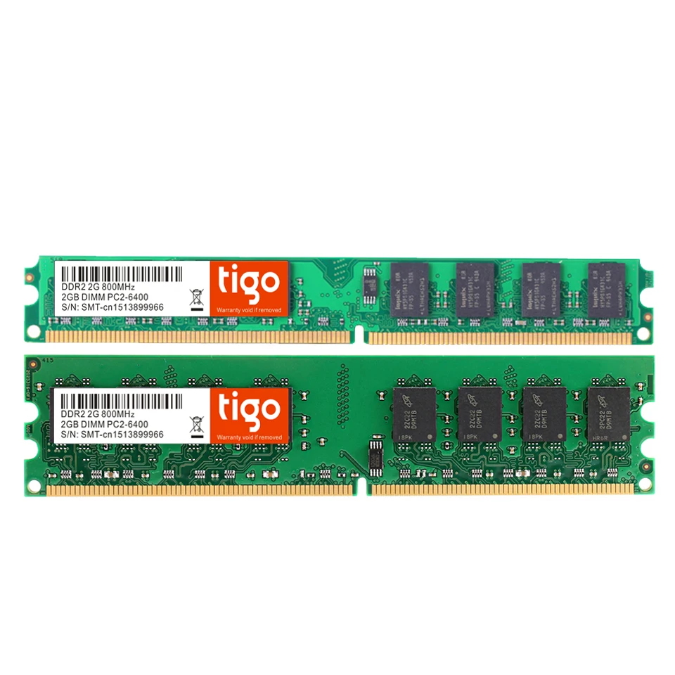 Tigo настольная память используется DDR2(2 шт x2гб) 2 ГБ 800 МГц PC2-6400 1,8 в CL6 240Pin 667 МГц PC2-5300 NON-ECC компьютер DiMM Ram гарантия