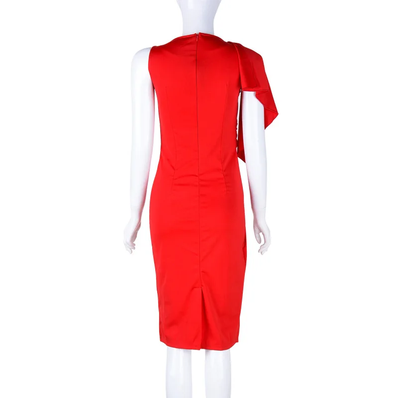 Новое Женское летнее платье с рукавом-бабочкой, офисное платье, выставочное платье для стройных платьев-карандашей, плюс размер, красное черное платье, vestidos 3xl 4xl 5xl