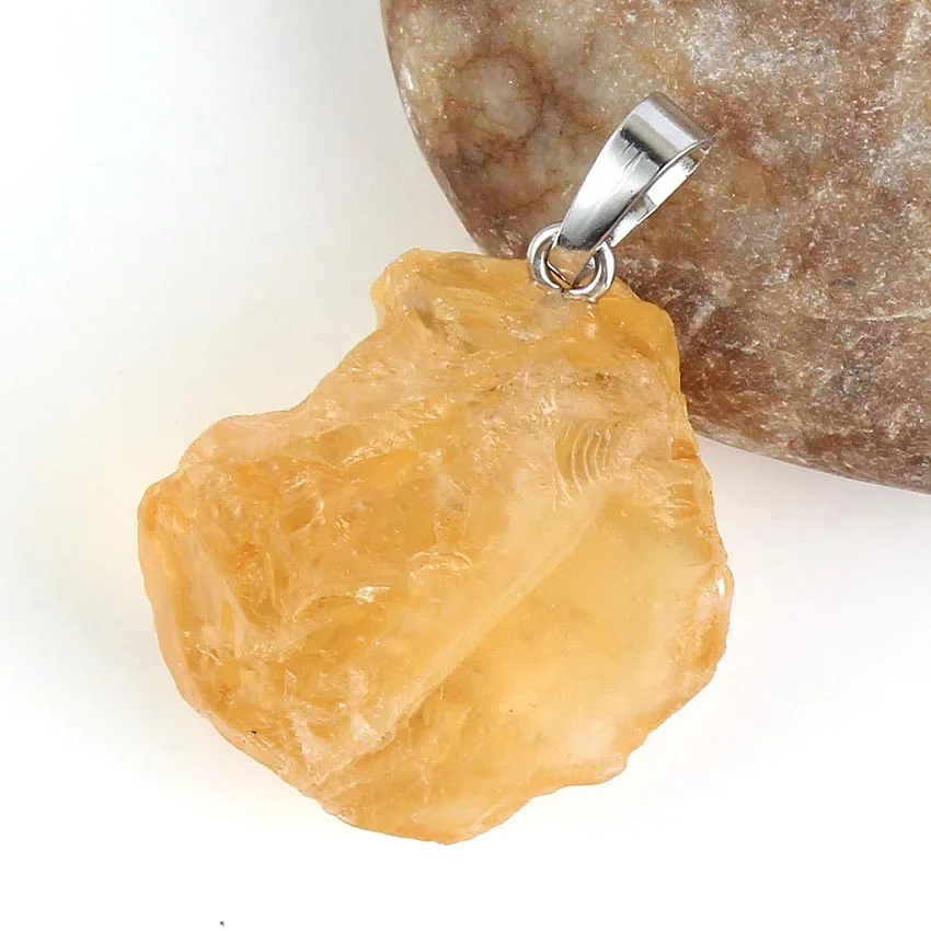 

Kraft-beads Popular Silver Plated Irregular Shape Connector Natural Yellow Quartz Citrines Pendant Fashion Jewelry