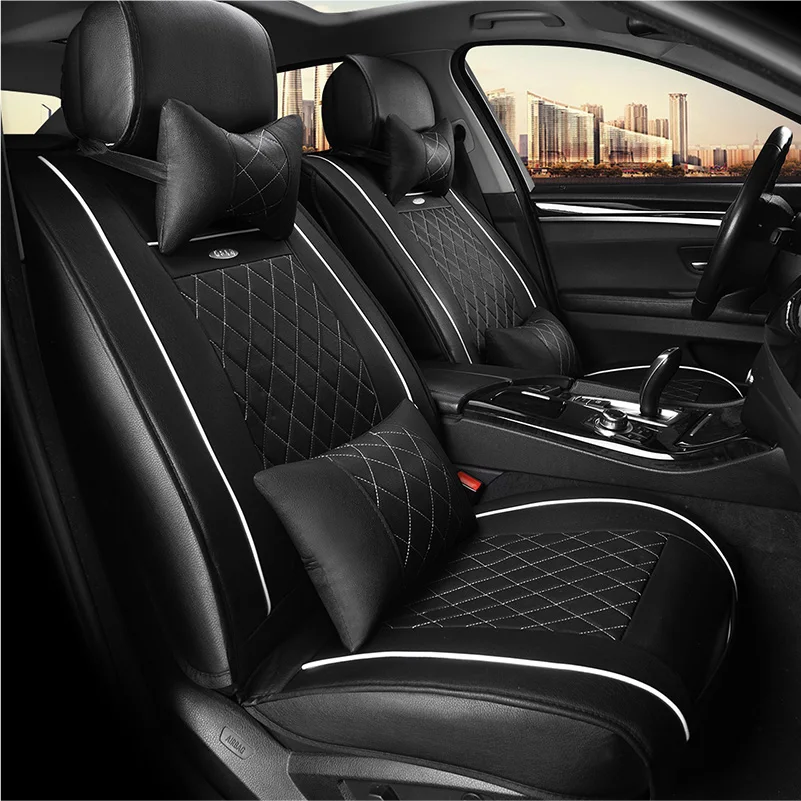 

WLMWL Universal Leather Car seat cover for Skoda all models octavia fabia rapid superb kodiaq yeti car styling accessorie