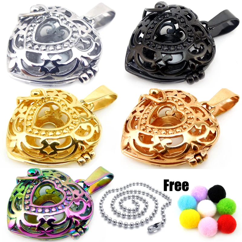 

With chain gift Essential Oils Diffuser Locket Aromatherapy Locket 316L Stainless Steel Cage Locket with Free Pads drop shipping