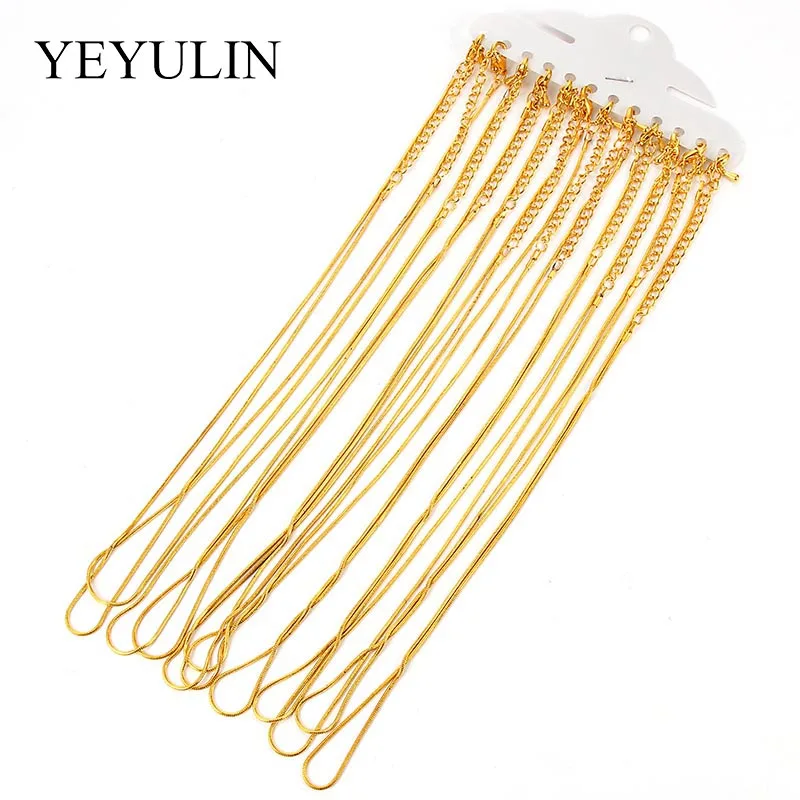 

12piece/lot Width 1mm Metal Alloy Link Chains Bulk Gold Silver Color Necklace Chain Bracelet Findings For Jewelry Making