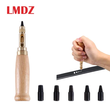 

LMDZ Automatic Belts Screw Punch Mute Rotary Punching Steel Belt Hole Leather Craft Tools Hole Punchers Cutter Sewing 6 Tip 1.5