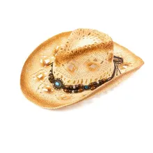 Ковбойская соломенная шляпа мужская летняя для отдыха на открытом воздухе Солнцезащитная пляжная крутая Кепка дышащая Солнцезащитная шляпы для скалолазания H7263