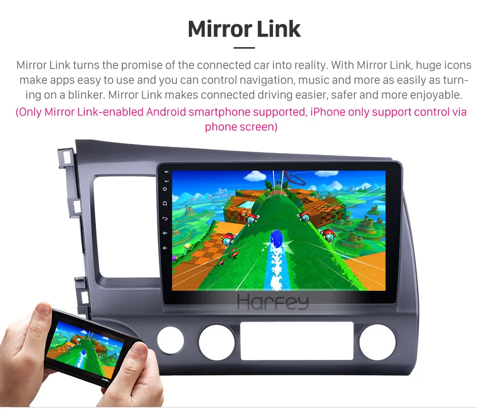 Excellent Harfey  8-core RAM 4G ROM 32G Android 8.0 Car Multimedia player GPS navigation for 2006-2011 Honda Civic LHD 10.1 inch Car radio 8