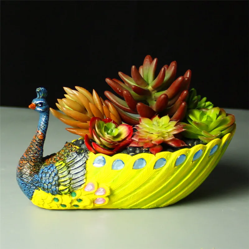 Colorful Peacock Bonsai Planters For Balconies Ceramic Terracotta Pots Planters For Succulents