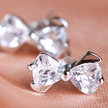 Подарок на день Святого Валентина Модные ювелирные изделия лук CZ Циркон Серьги Гвоздики высококачественные серьги для девочек