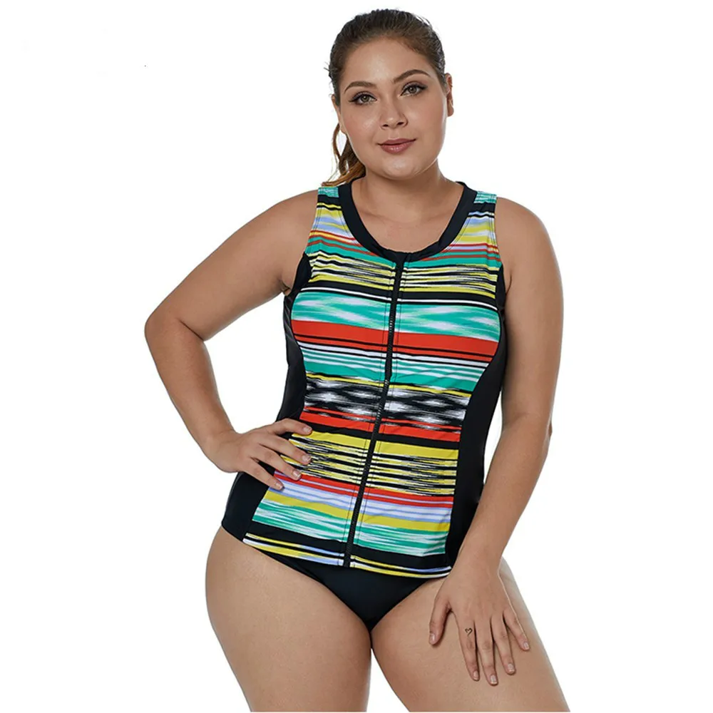 

Bsubseach Striped Tankini Swimsuit Mujer 2019 ZipperTraje De Bano Sleeveless Tank Top One Piece Swiming Suit For Women DL410943