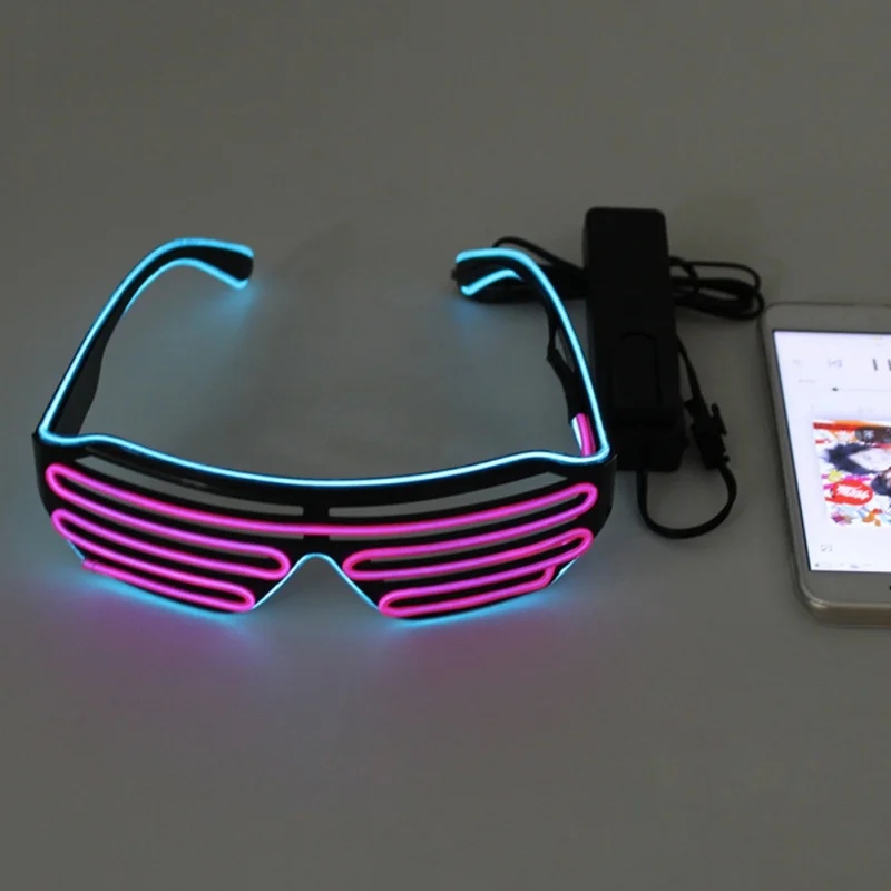 Велосипедные вечерние светодиодный очки, пластиковые жалюзи в форме, холодный светильник, очки для ночной езды, очки без батареи, голосовое управление, стандарт - Цвет: Voice control C