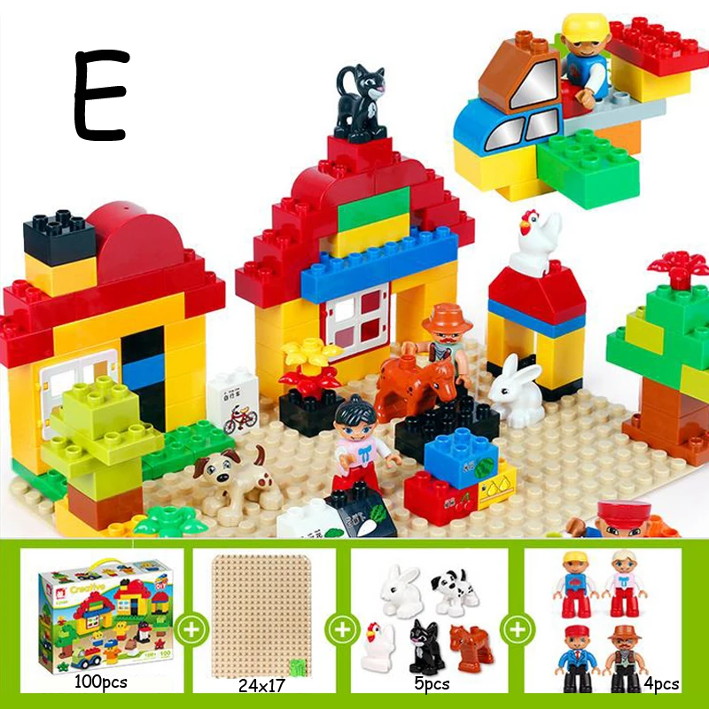 

DOLLRYGA 100pcs New Big Brick Parts Mixed Color DIY Bulk Building Block Compatible Legoing Duplo Toy Birthday Gifts For Children