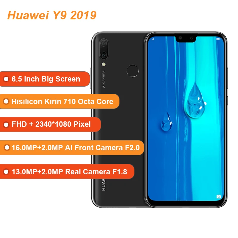 Huawei Y9 2019 глобальная версия Наслаждайтесь 9 plus смартфон 6 5 '񟲔x1080 Hisilicon Kirin 710