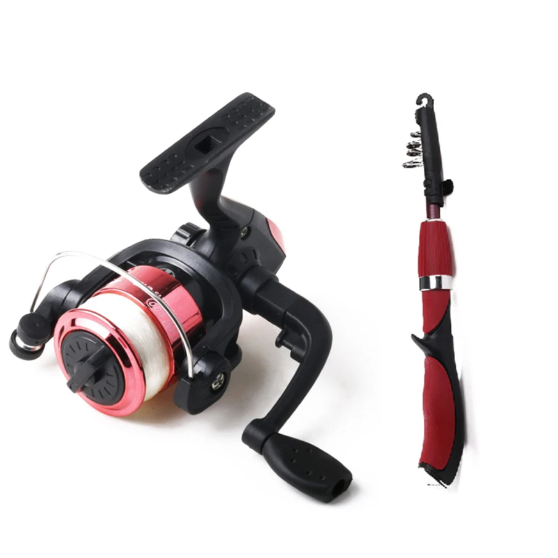Fishing Reel Glass Fiber Fishing Rod Set Light Smooth Casting 5.2:1 Spinning Reels Professional Fishing Rod + Reel Kit B