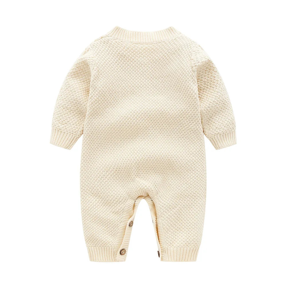 Baby Rompers Knitted  Newborn Boy Jumpsuit Outfits Long Sleeve Autumn White Cable Infant Girl Overalls Winter Warm Children Wear