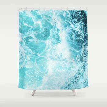 

Perfect Sea Waves Shower Curtain Decorative Waterproof Polyester Fabric 8 Sizes Shower Curtain 12 Hooks