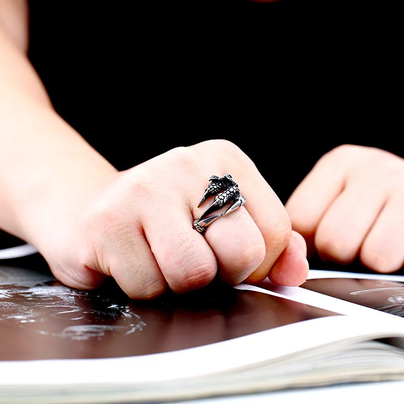 BEIER Punk Stainless Steel Men's Eagle Claw Ring For Boy Biker Man's High Quality Jewelry Dropshipping BR8-170