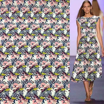 

Abstract floral print silk Crepe DE chine fabric 19momme 138cm width,SCDC765