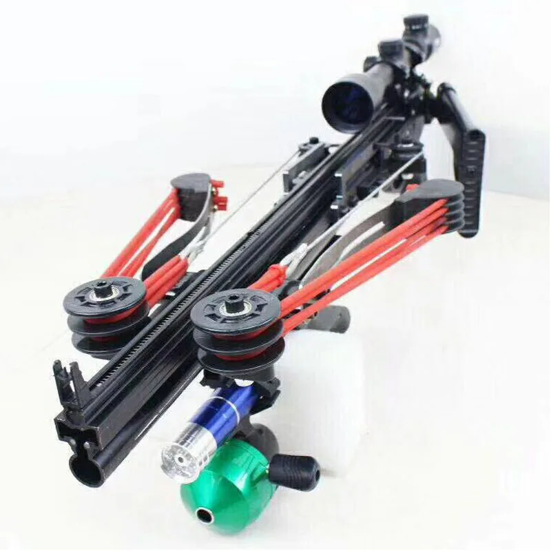 

Semi Automatic Slingshot Hunting Fishing Bow Powerful Catapult Fix Reel Multifunction Steel Ball Ammo Arrow Continuous Shooting