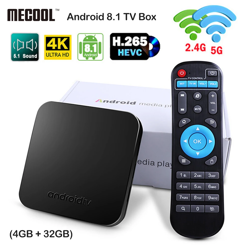MECOOL KM9 Amlogic S905X2 Quad core Android 9,0 Smart ТВ коробка 4G DDR4 32G EMMC Декодер каналов кабельного телевидения 4 K 3D H.265 2,4 г/5G Wi-Fi Media Player
