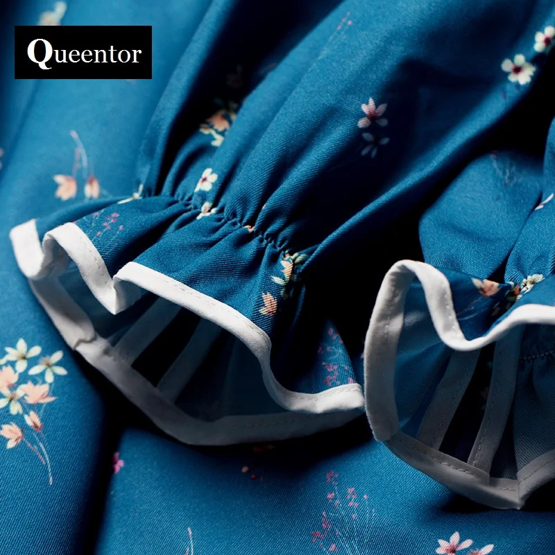 Queentor 2017 бренд vestidos Осень высокого класса старинные с пышными рукавами элегантные