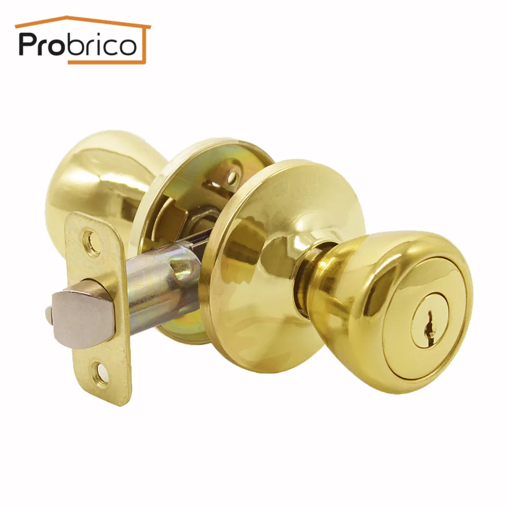 Us 18 04 5 Off Probrico Gold Door Handles Brass Door Knob Dor Interior Door Lock With Keys Security Keyed Alike Entrance Lock For Bedroom In Door