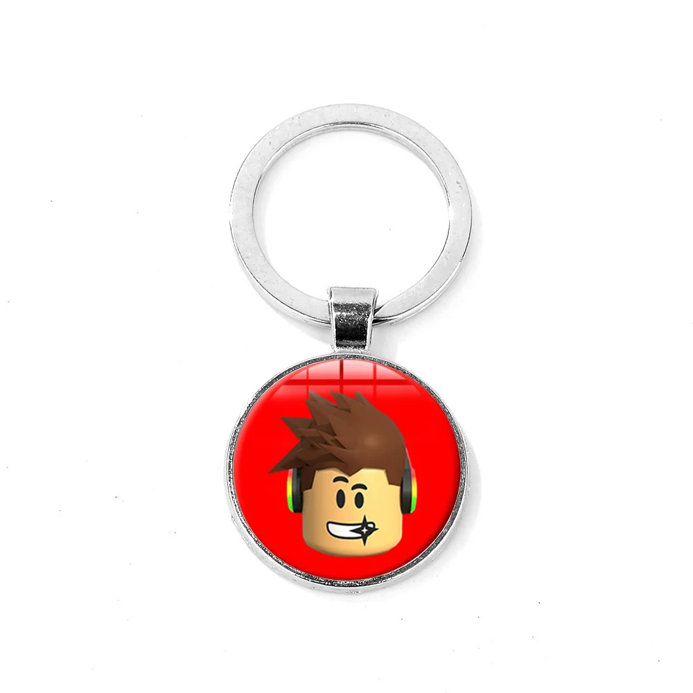 Us 095 26 Offsongda Roblox Keychain 13 Style Cartoon Game Poster Round Glass Cabochon Pendant Key Ring School Bag Charm Car Key Accessories In - 