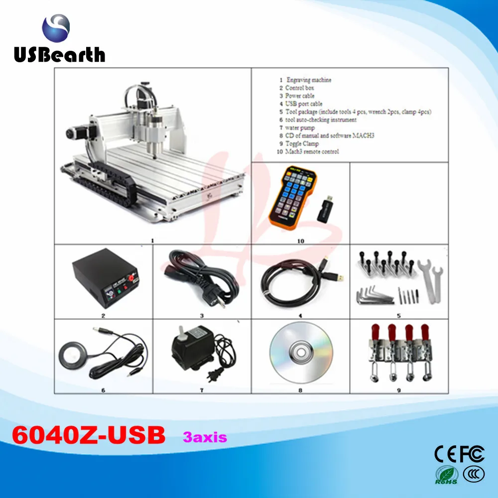 

6040Z-USB 3 axis 2.2KW mini CNC router with mach3 remote control limit switch CNC engraver